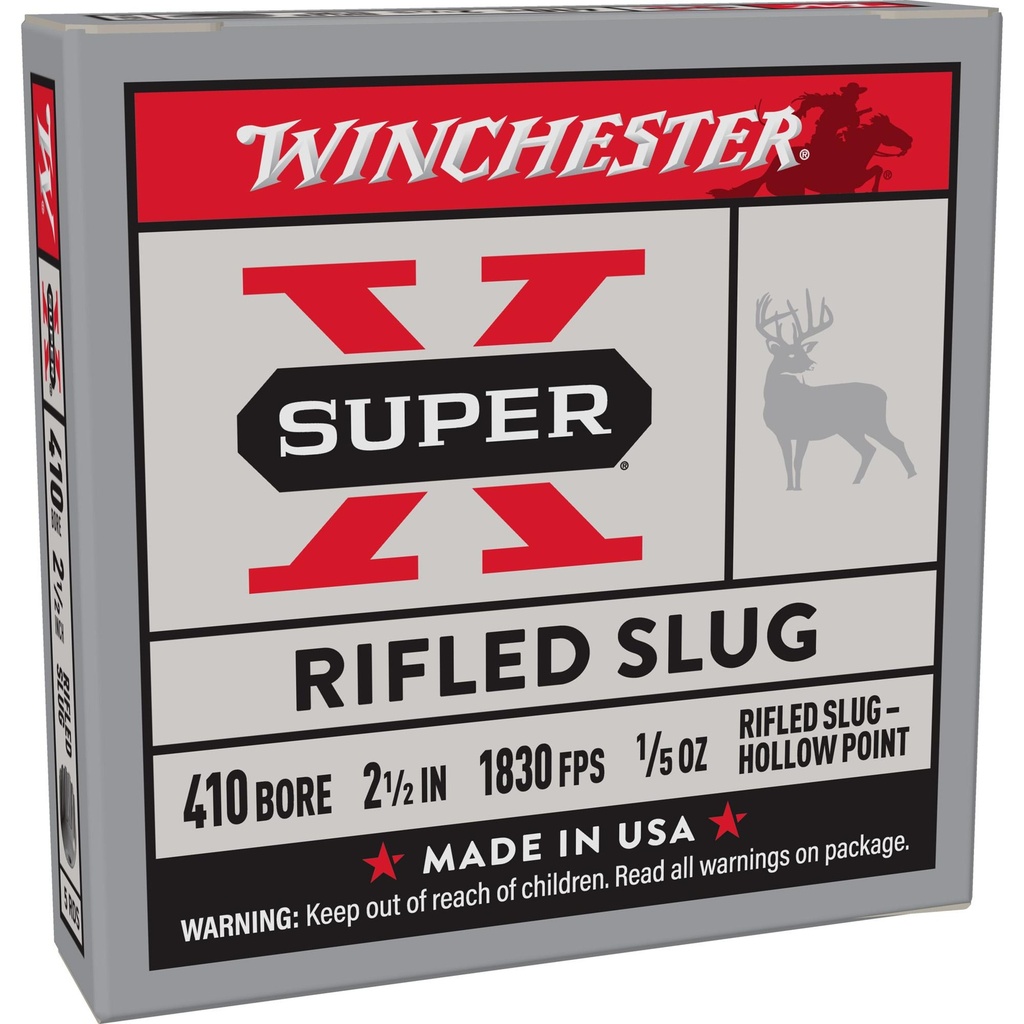 Winchester Ammunition Super-X 410 Gauge 2.5" 0.20 oz. Slug 5 Round Box 
