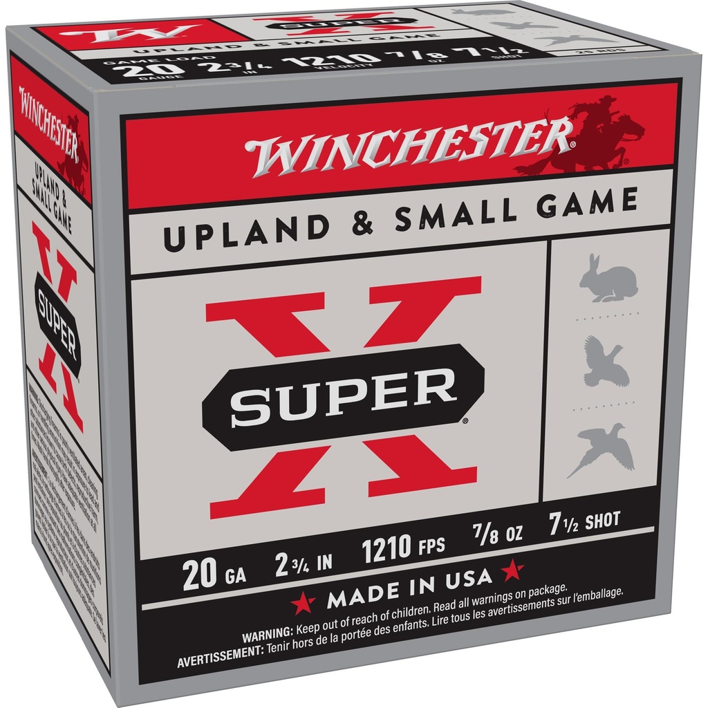 Winchester Ammunition Super-X 20 Gauge 2.75" Game Load #7.5 0.875oz Shotshell 25 Round Box 