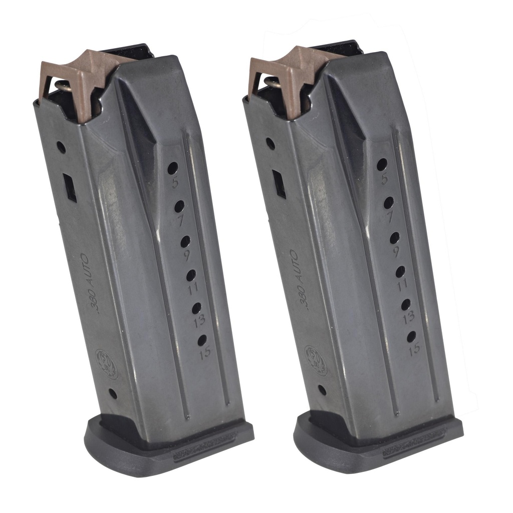Ruger Magazines 380ACP 15Rds Fits Ruger Security-380 Steel Black 2 Pack 