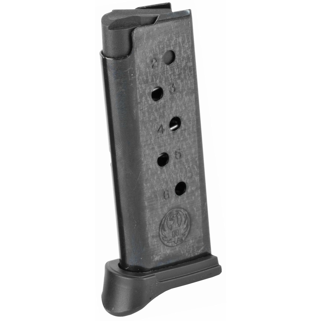 Ruger Magazine 380ACP 6Rds Fits Ruger LCP with Finger Rest Steel Blued Finish 