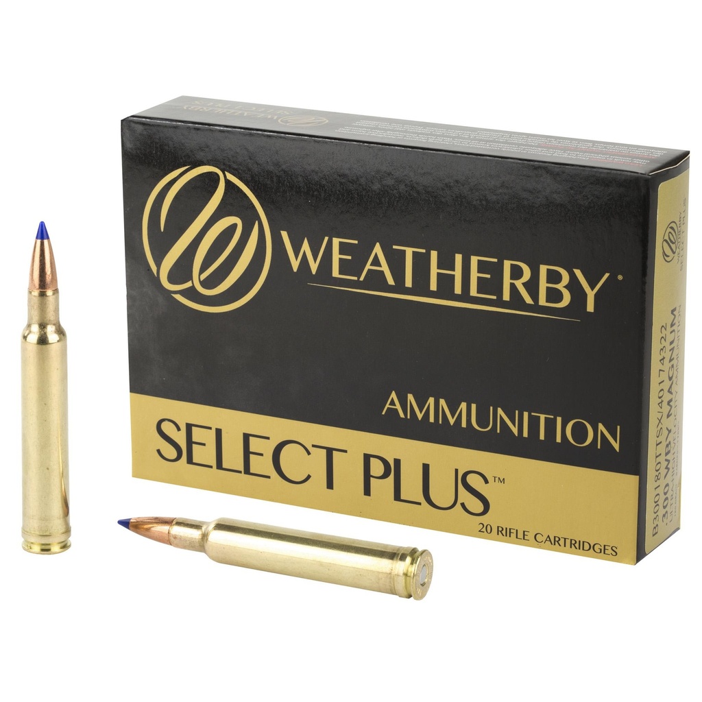 Weatherby Select Plus Ammunition 300 Weatherby Magnum 180 Grain Barnes Tipped Triple Shock X 20 Round Box California Certified Nonlead Ammunition 
