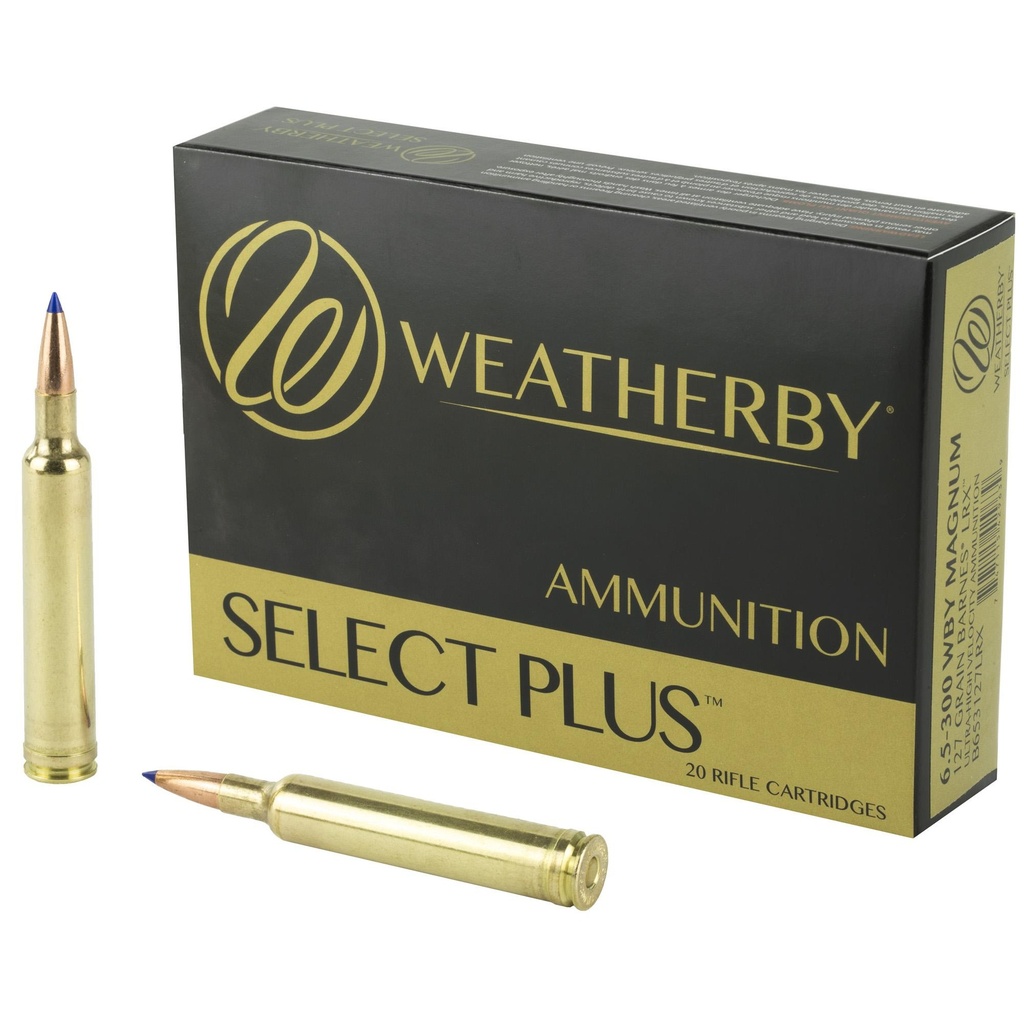 Weatherby Select Plus Ammunition 6.5-300 Weatherby Magnum 127 Grain Barnes Long Range X 20 Round Box California Certified Nonlead Ammunition