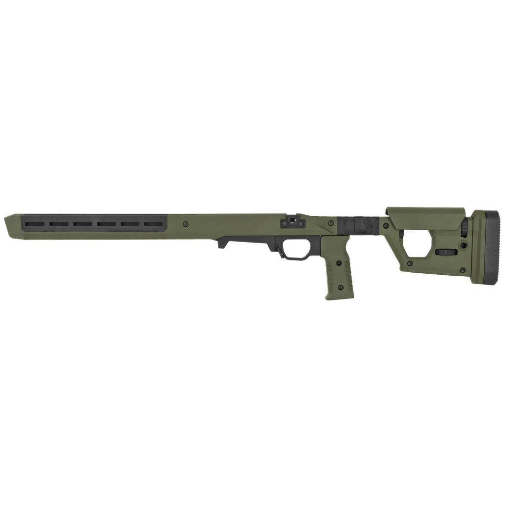 Magpul Industries Pro 700L Chassis Folding Stock Fits Remington 700 Long Action Fits Most Long Action AICS Pattern Magazines Fully Adjustable/Ambidextrous Push Button Folding Billet Aluminum/Magpul Polymer Material Olive Drab Green 