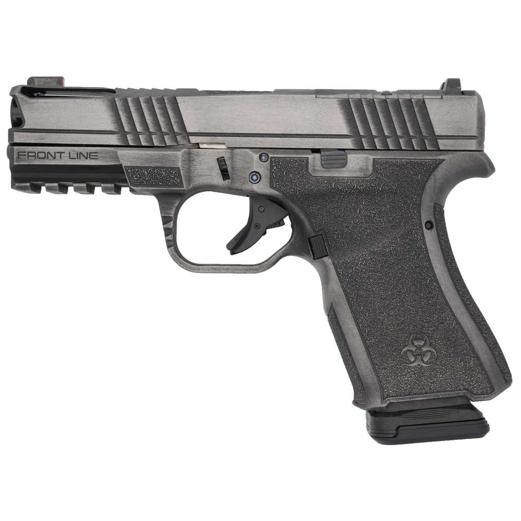 Black Rain Ordnance Frontline + 9MM 4" Optics Ready Cerakote Battle Worn Gun Metal Gray 15 Round