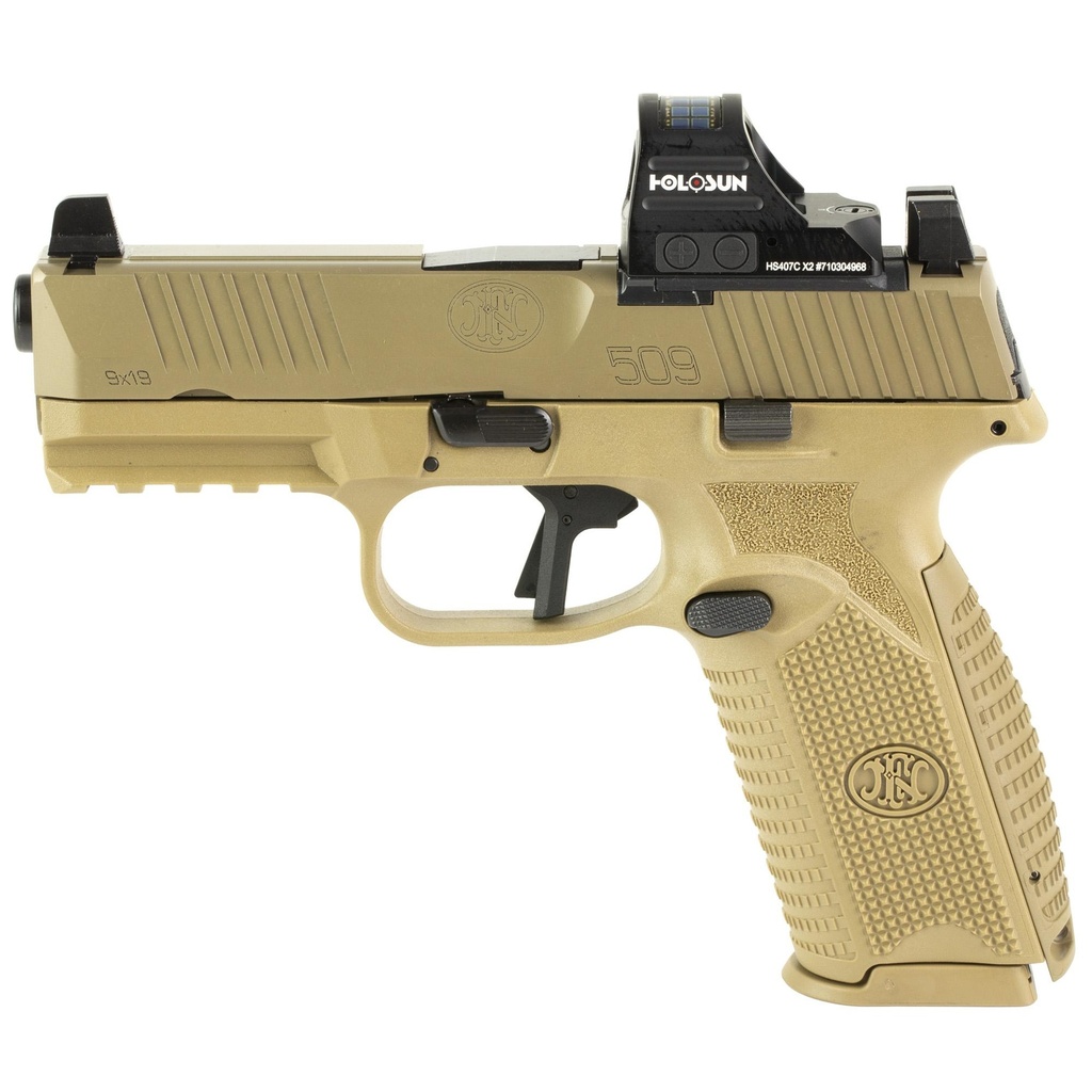 FN 509 MRD 9MM 4" FDE Striker Fired Optics Ready Holosun 407C 17 Round