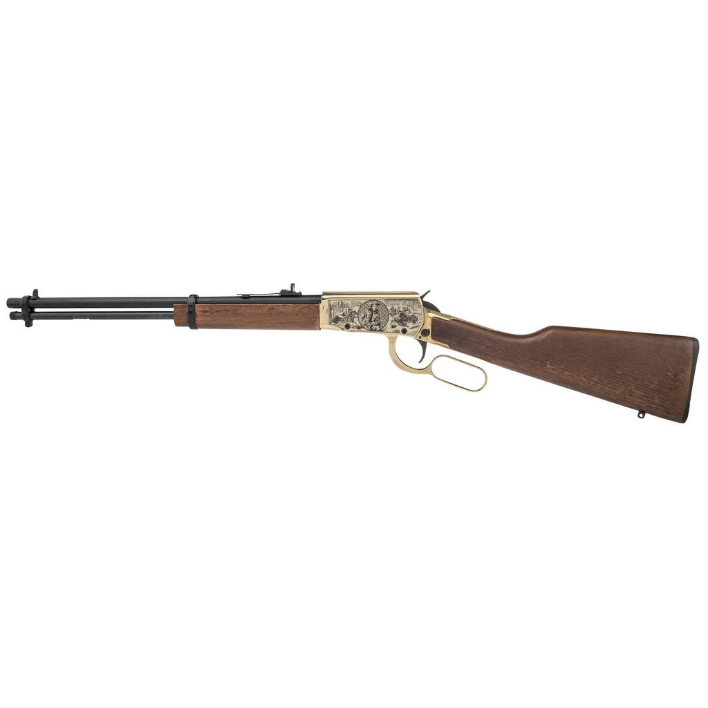 Rossi Rio Bravo .22LR 18" Lever Action Engraved PVD Gold Receiver Blued Barrel Wood Stock 15 Round