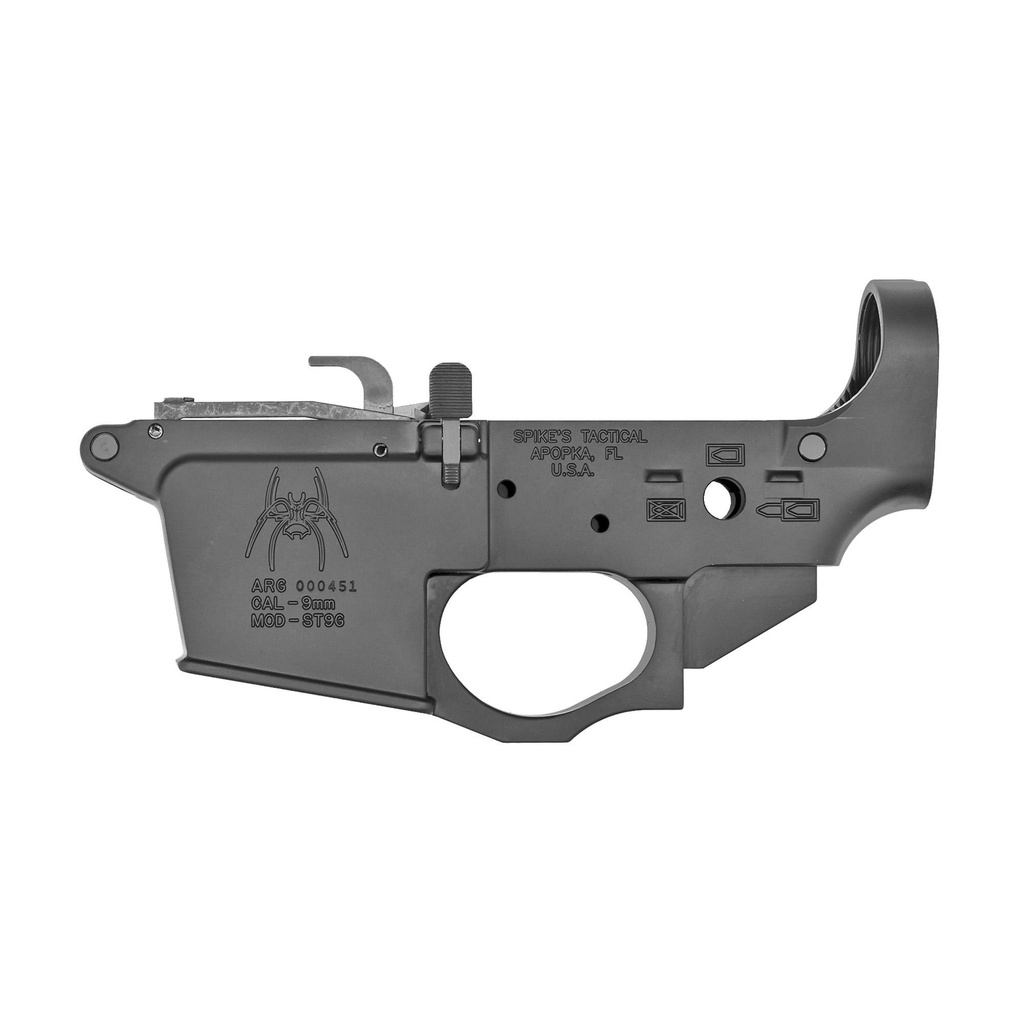 Spike's Tactical 9mm Glock Style Lower with Spider Logo Black