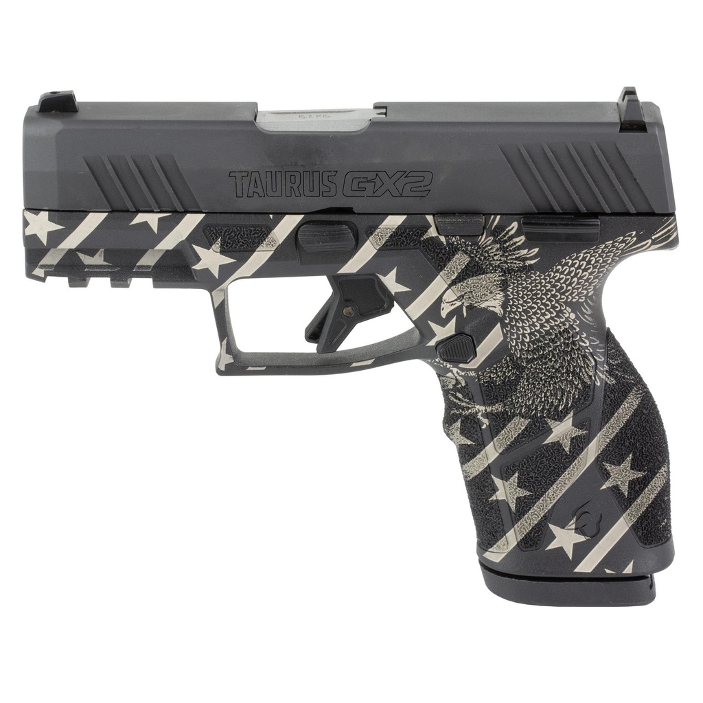 Taurus GX2 9MM 3.38" Black Finish Custom Eagle Engraving 10 Round