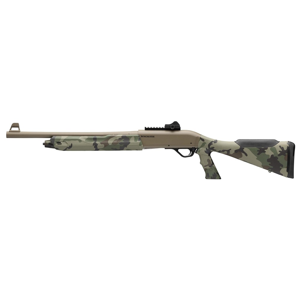 Winchester SX4 Extreme Defender 12GA 3" 18.5" Cerakote FDE Woodland Camo Pistol Grip 4 Round