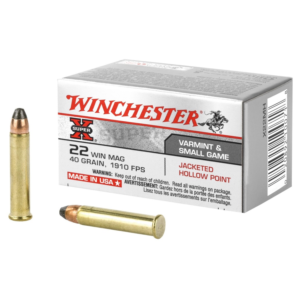 Winchester Ammunition Super-X 22 WMR 40 Grain Jacketed Hollow Point 50 Round Box