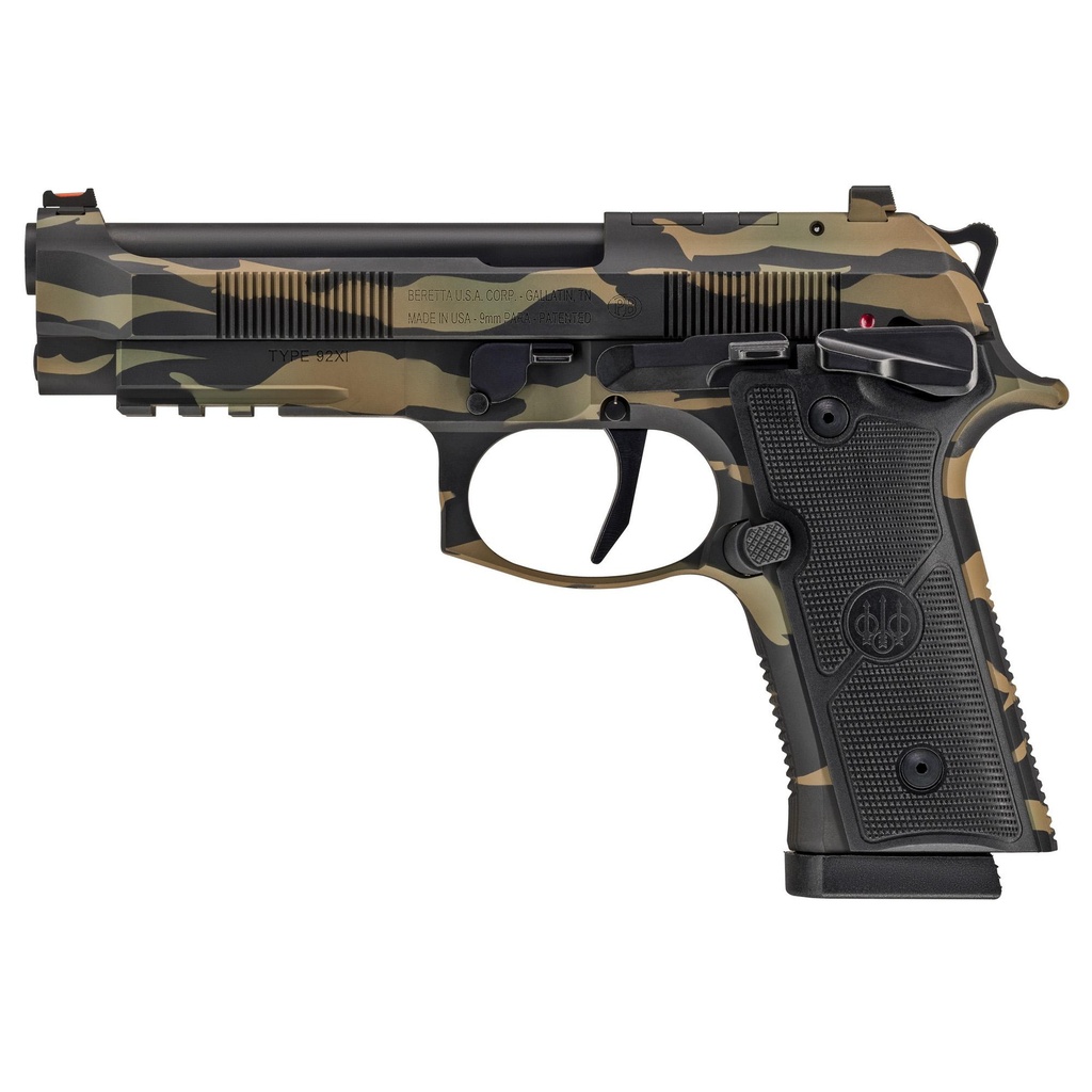 Beretta 92XI 9MM 4.7" Barrel Ambidextrous Safety Cerakote Finish Tiger Stripe Camo 18 Round