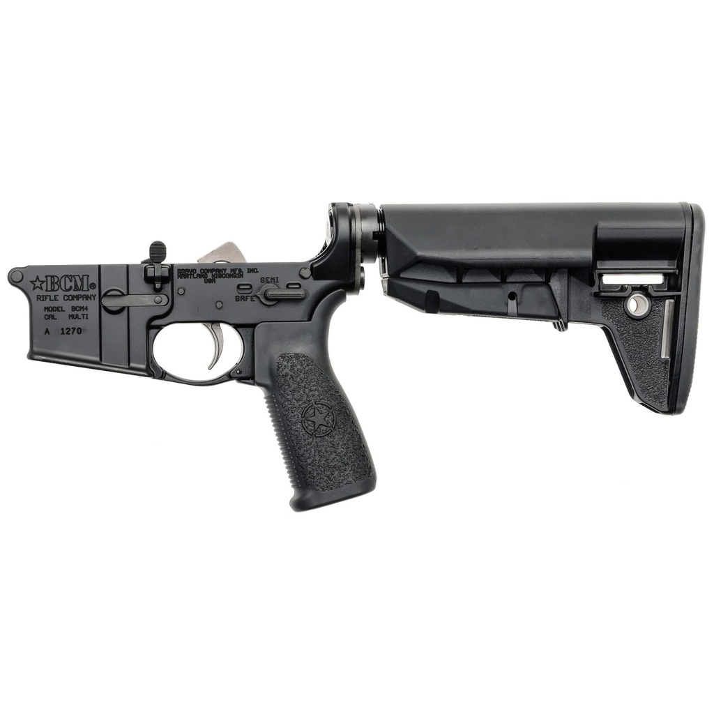 Bravo Company Complete Lower Receiver AR-15 Multi Caliber Anodized Finish Black BCM MK2 Recoil Mitigation System BCM SOPMOD 2 Widebody Stock
