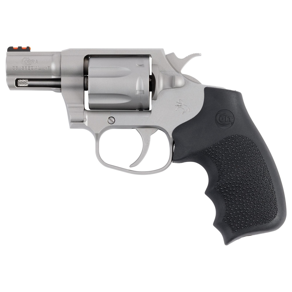 Colt's Manufacturing Cobra .38 Special 2" Brushed Stainless Steel Hogue Rubber Grips Fiber Optic Sight 6 Round