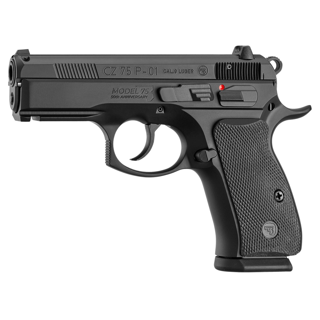 CZ 75 P-01 9MM 3.75" Black Decocker Rubber Grips 10 Round