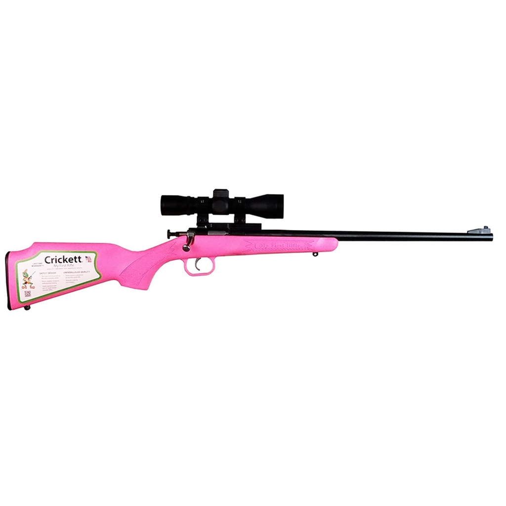 Keystone Sporting Arms Crickett Generation 2 .22 LR 16.125" Barrel Bolt Action Rifle Pink Synthetic Stock Includes Scope Base/4X32 Scope