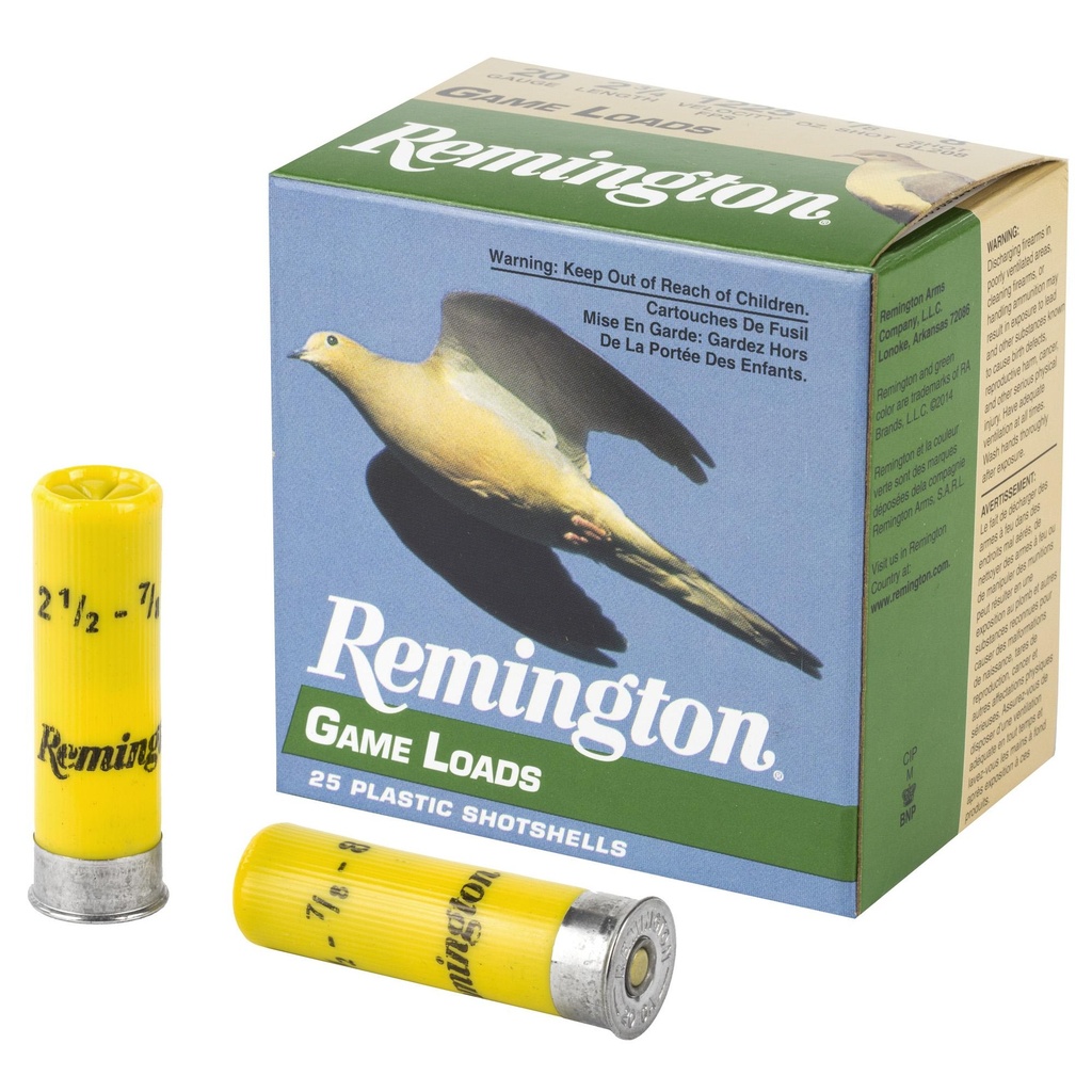 Remington Game Load 20GA 2.75" #8 Shot 25 Rounds