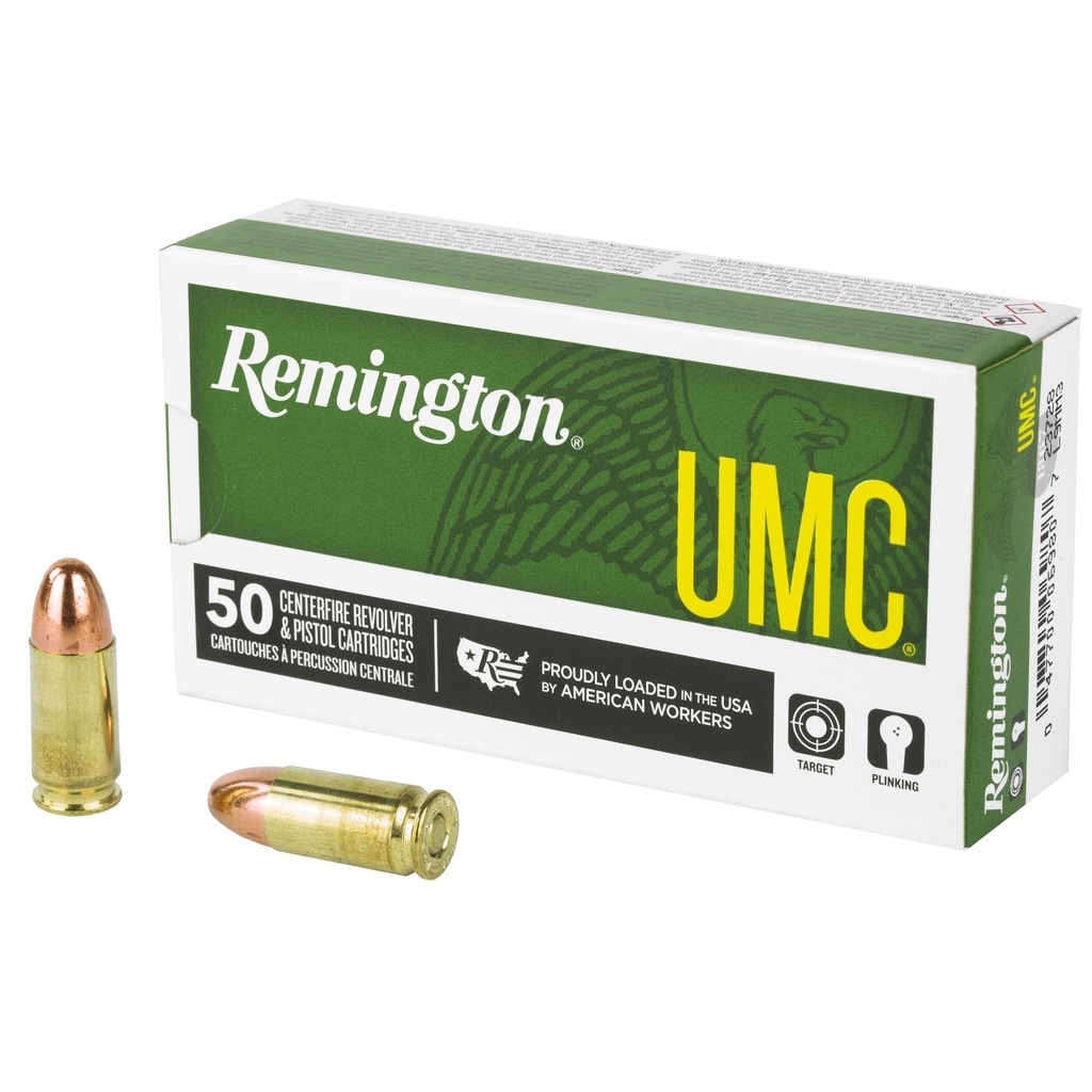 Remington UMC 9MM 115 Grain Full Metal Jacket 50 Round Box