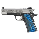 Ruger SR1911 .45 ACP 4.25" Black Frame with Engraved Silver Slide, Drift Adjustable Novak Sights, 7 Round