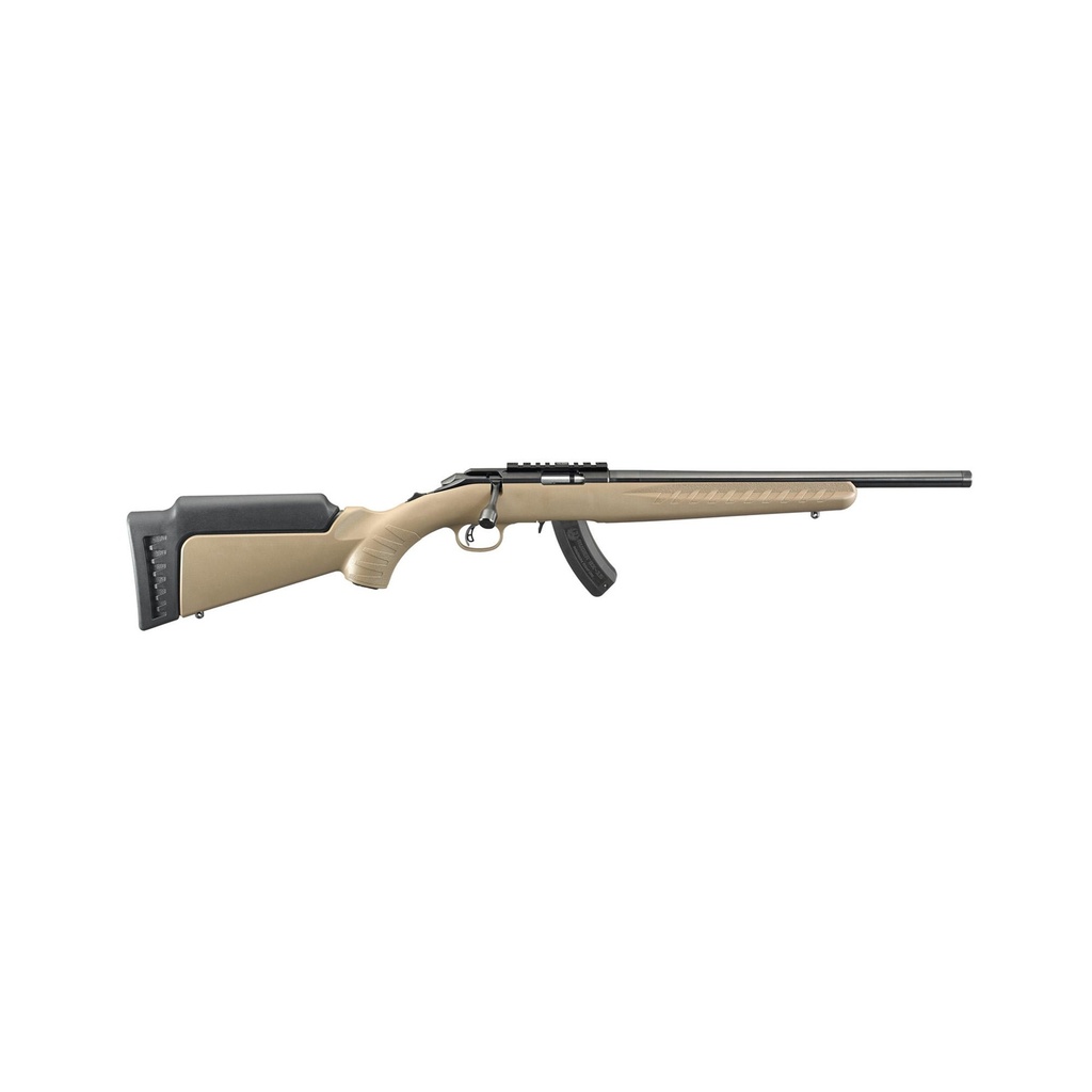 Ruger American Rimfire LRT 17 HMR 16" Threaded FDE Black