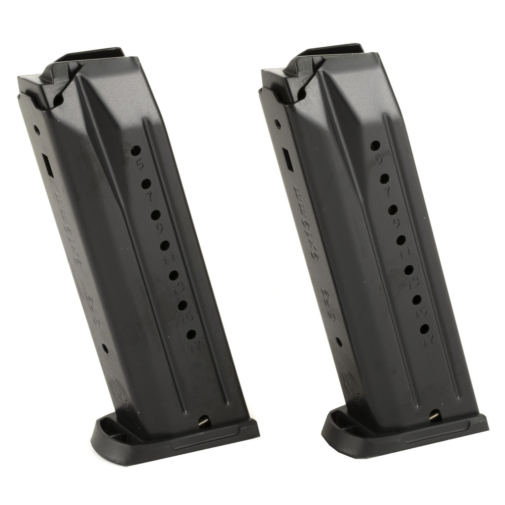 Ruger Magazine SR9/9C/9E 9MM 17 Round Steel Blued Finish 2 Pack