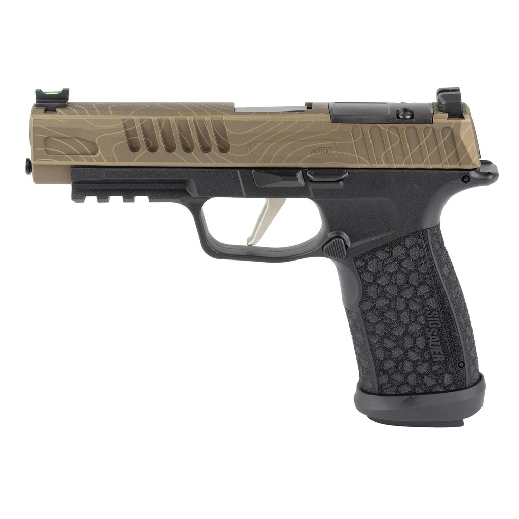 Sig Sauer P365 Fuse 9MM 4.3" Barrel Cerakote Finish Black Custom Bronze Topo Slide 21 Round Capacity