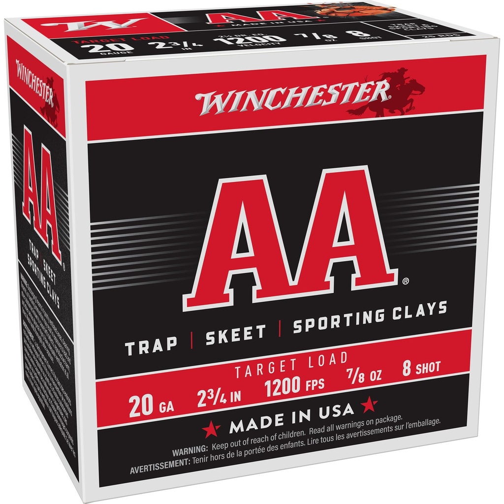Winchester Ammunition AA Target 20GA 2.75" #8 25 Round Box