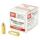 Winchester Ammunition USA White Box 9MM 115 Grain Full Metal Jacket 50 Rounds