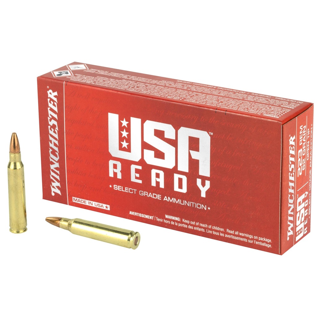 Winchester Ammunition USA Ready .223 Remington 62 Grain Open Tip 20 Round Box