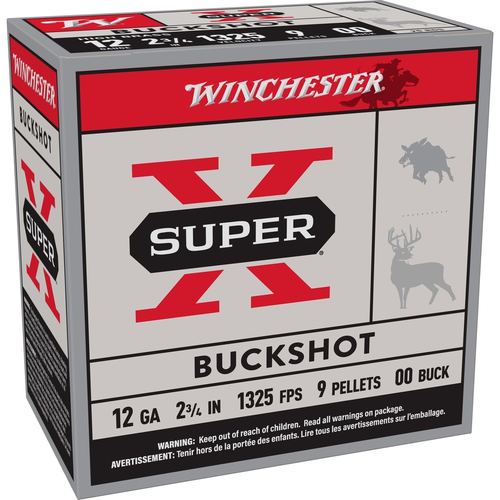 Winchester Ammunition Super-X 12GA 2.75" 00 Buckshot 25 Round Box