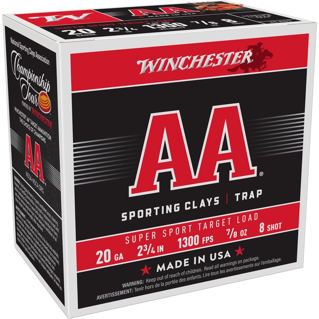 Winchester Ammunition AA Supersport Sporting Clay 20GA 2.75" #8 25 Round Box