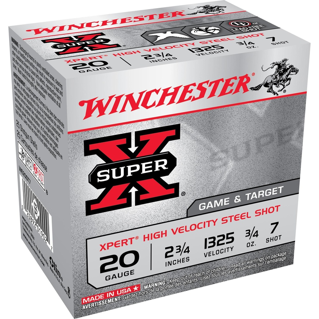 Winchester Ammunition Xpert 20GA 2.75" Steel Shot Lead Free #7 25 Round Box