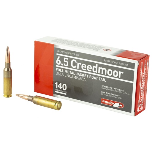 [1E650110] Aguila Ammunition 6.5 Creedmoor 140 Grain Full Metal Jacket Boat Tail 20 Round Box 