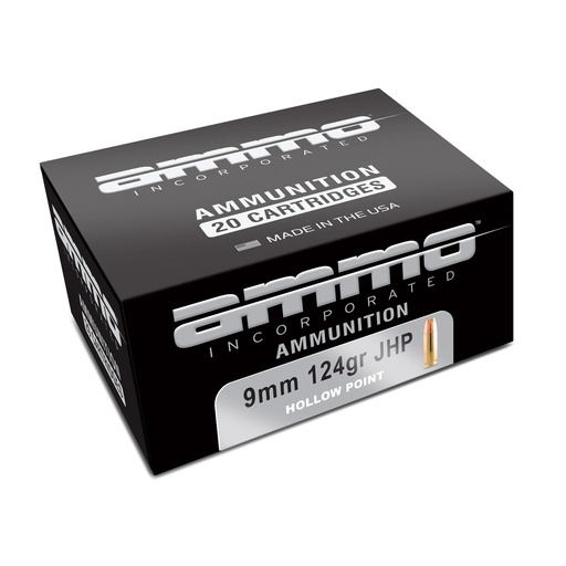[9124JHP-A20] Ammo Inc Signature 9mm 124 Grain Jacketed Hollow Point 20 Round Box 