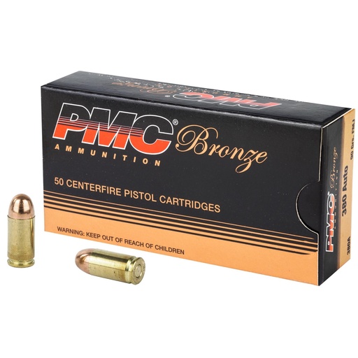[380A] PMC Ammunition Bronze 380ACP 90 Grain Full Metal Jacket 50 Round Box 