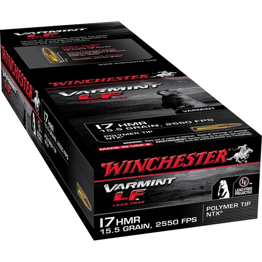 [S17HMR1LF] Winchester Ammunition Rimfire 17HMR 15.5Grain NTX Lead Free 50 Round Box California Certified Nonlead Ammunition 