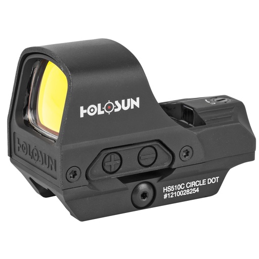 [HS510C] Holosun Technologies Open Reflex 2MOA Dot or 2MOA Dot with 65MOA Circle Solar with Internal Battery Quick Release Mount AR Riser Protective Hood Black