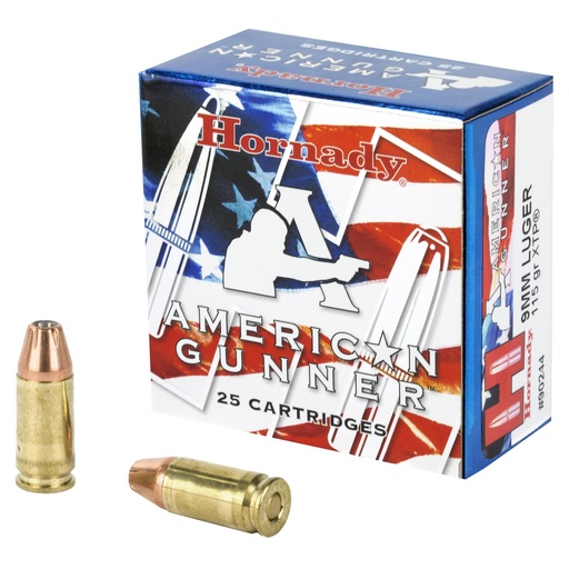 [90244] Hornady American Gunner 9MM 115 Grain XTP 25 Round Box 