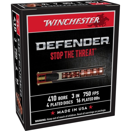 [S413PDX1] Winchester Ammunition Defender Supreme Elite 410 Gauge 3 Buckshot 3 Defense Discs 12 BB Pellets 10 Round Box 