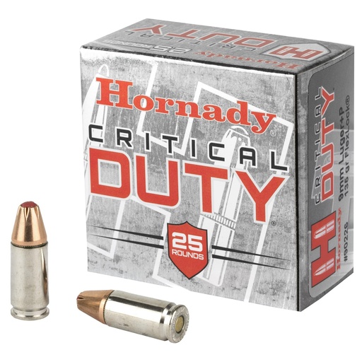 [90226] Hornady Critical Duty 9MM +P 135 Grain FlexLock Duty 25 Round Box 