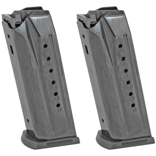 [90684] Ruger Magazines 9MM 15Rds Fits Ruger Security-9 Steel Black 2 Pack 