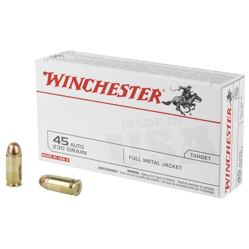 [Q4170] Winchester Ammunition USA 45ACP 230 Grain Full Metal Jacket 50 Round Box 