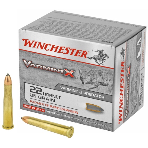 [X22P] Winchester Ammunition Varmint X 22 Hornet 35 Grain Polymer Tip 20 Round Box 