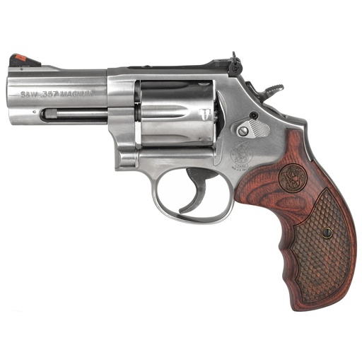 [150713] Smith & Wesson 686 Plus .357 Magnum 3" Barrel Stainless Steel Adjustable Sights Wood Grips 7 Round