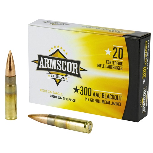 [FAC300AAC-1N] Armscor 300 AAC Blackout 147 Grain Full Metal Jacket 20 Round Box 