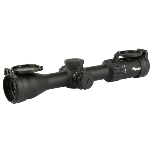 [SOW42004] Sig Sauer Whiskey 4 Rifle Scope 2.5-10X42mm Second Focal Plane Hellfire Illuminated Quadplex Reticle 42mm Objective 30mm Main Tube Black 0.25 MOA Adjustment Included Flip Back Lens Cover 
