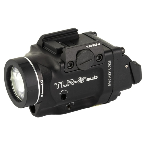 [69418] Streamlight TLR-8 Sub White LED with Red Laser For 1913 Short Models 500 Lumens Black Includes (1) CR123a Battery Low and High Switches 