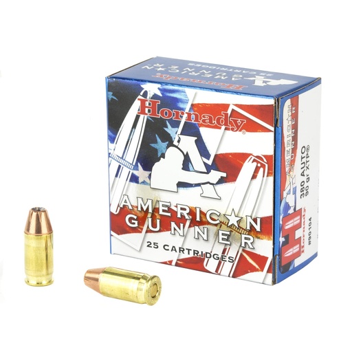 [90104] Hornady American Gunner 380ACP 90 Grain XTP 25 Round Box 