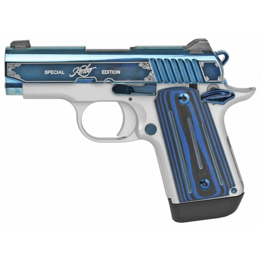 [3300111] Kimber America Micro 9 Sapphire SA 9mm 3.15" Barrel 7Rds Light Blue and Silver