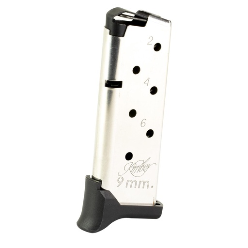 [1200930A] Kimber America Magazine 9mm 7Rds Fits Kimber Rapide Micro 9 Extended Finger Extension Silver