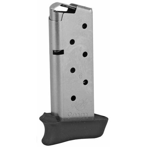 [4000905] Kimber America Magazine 9mm 7Rds Fits Kimber Micro 9 with Hogue Grip Extension Silver